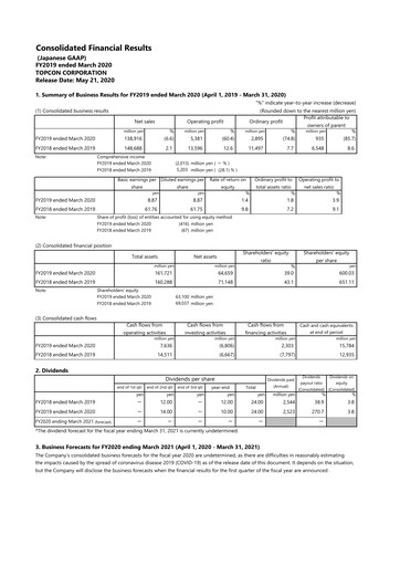 Thumbnail Topcon Corporation Financial Statement fy2019