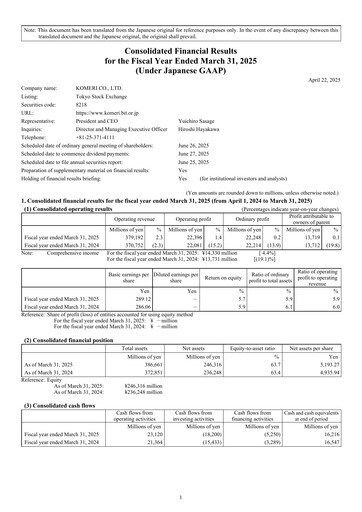Thumbnail Komeri Co.,Ltd. Financial Statement fy2025