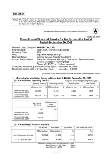 Vorschaubild Komeri Co.,Ltd. Quartalsbericht 2008-q2