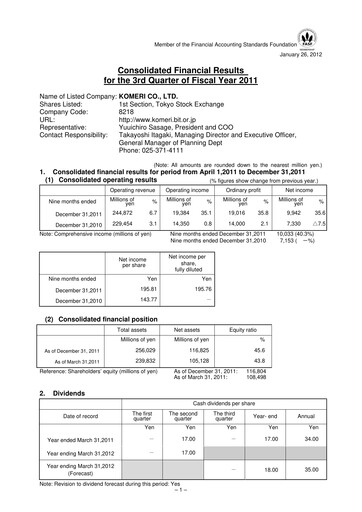 Vorschaubild Komeri Co.,Ltd. Quartalsbericht 2011-q3