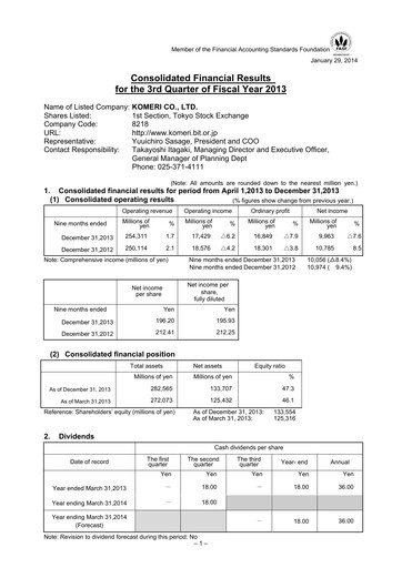 Vorschaubild Komeri Co.,Ltd. Quartalsbericht 2013-q3
