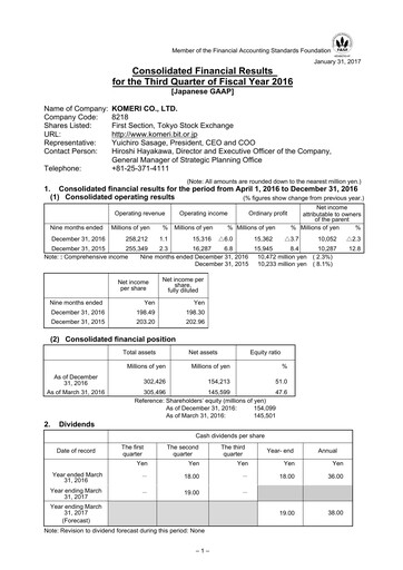 Vorschaubild Komeri Co.,Ltd. Quartalsbericht 2016-q3