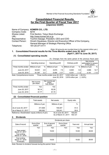 Vorschaubild Komeri Co.,Ltd. Quartalsbericht 2017-q1