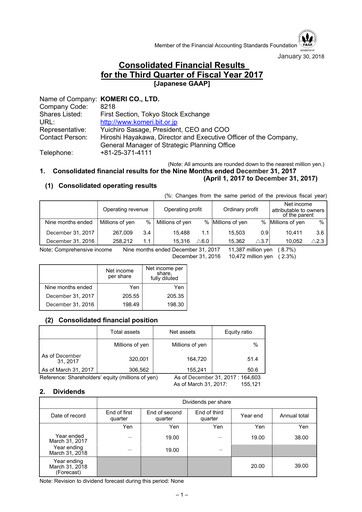 Vorschaubild Komeri Co.,Ltd. Quartalsbericht 2017-q3
