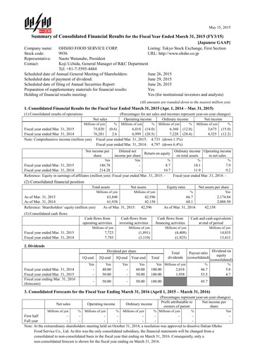 Thumbnail Ohsho Food Service Financial Statement fy2014