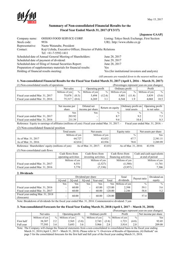 Thumbnail Ohsho Food Service Financial Statement fy2016