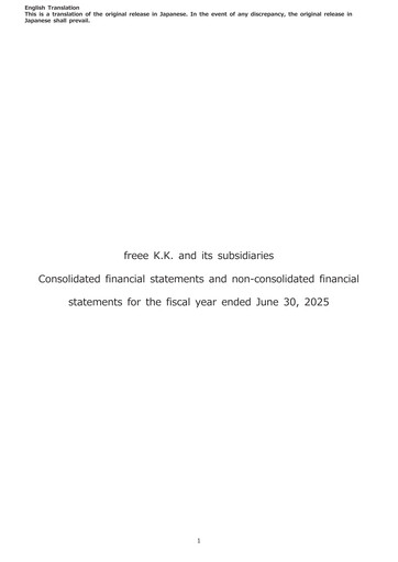 Thumbnail freee K.K. Financial Statement fy2025