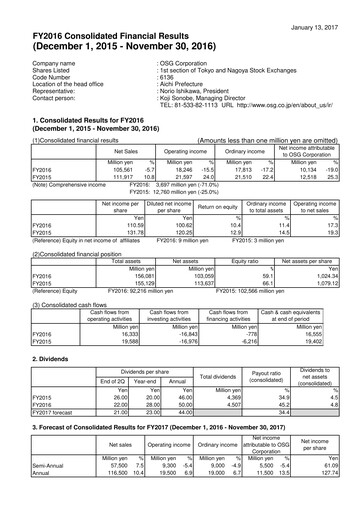 Thumbnail OSG Corporation Financial Report 2016