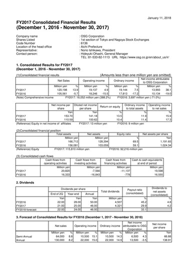 Thumbnail OSG Corporation Financial Report 2017