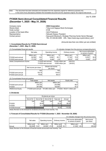 Thumbnail OSG Corporation Half-year Report 2026-h1