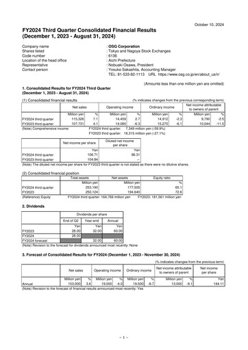 Thumbnail OSG Corporation Quarterly Report 2024-q3