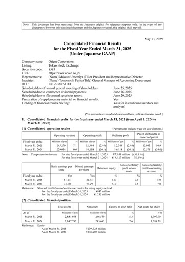 Vorschaubild Orient Corporation Finanzmitteilung fy2025