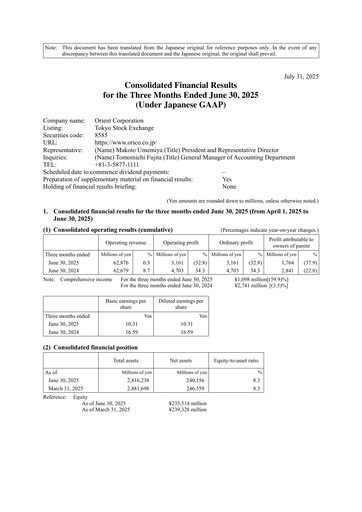 Vorschaubild Orient Corporation Quartalsbericht 2025-q1