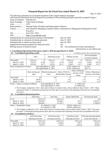 Thumbnail Taikisha Financial Statement fy2024