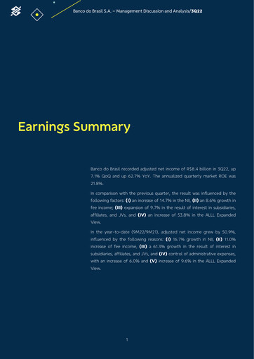 Thumbnail Banco do Brasil
 Quarterly Report 2022-q3