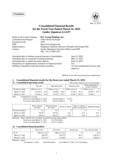Thumbnail H.U. Group Holdings Financial Statement 2021