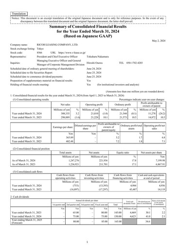 Thumbnail Ricoh Leasing Company Financial Statement fy2023