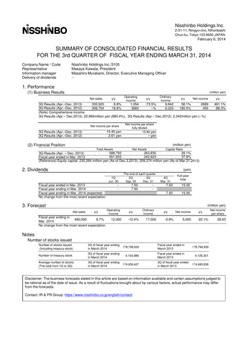 Thumbnail Nisshinbo Holdings Quarterly Report 2013-q3