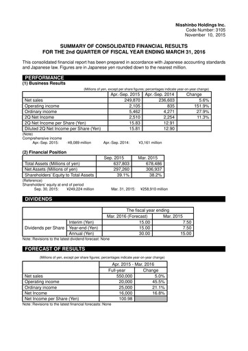 Thumbnail Nisshinbo Holdings Quarterly Report 2015-q2