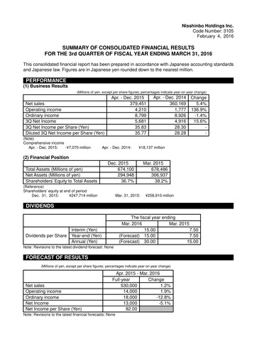 Thumbnail Nisshinbo Holdings Quarterly Report 2015-q3