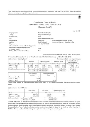 Thumbnail Nisshinbo Holdings Quarterly Report 2025-q1