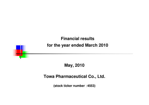 Thumbnail Towa Pharmaceutical Financial Report 2009
