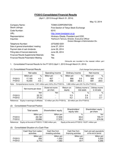 Thumbnail TOWA Corporation Financial Report 2013