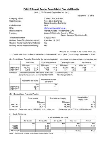 Thumbnail TOWA Corporation Quarterly Report 2012-q2