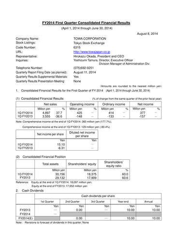 Thumbnail TOWA Corporation Quarterly Report 2014-q1