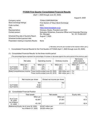 Thumbnail TOWA Corporation Quarterly Report 2020-q1