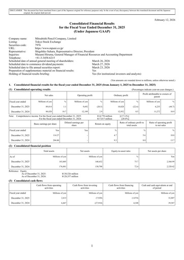 Thumbnail Mitsubishi Pencil Financial Statement 2025