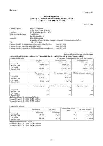 Thumbnail Tsuburaya Fields Holdings Financial Statement fy2009