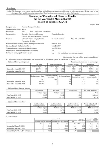 Thumbnail Konoike Transport Financial Statement fy2013