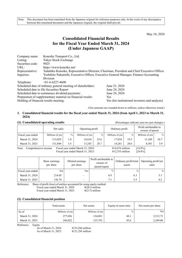 Thumbnail Konoike Transport Financial Statement fy2024
