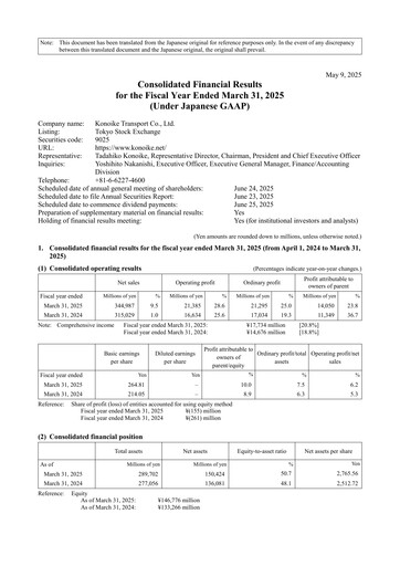 Thumbnail Konoike Transport Financial Statement fy2025