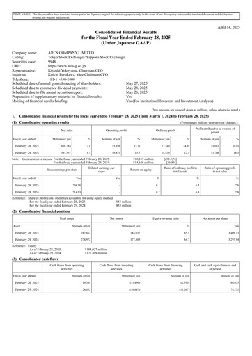 Thumbnail ARCS Company Limited Financial Statement fy2024