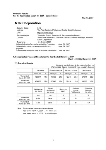 Miniature NTN Corporation Bilan financier fy2006