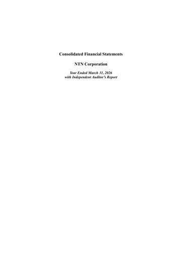 Vorschaubild NTN Corporation Finanzmitteilung fy2026