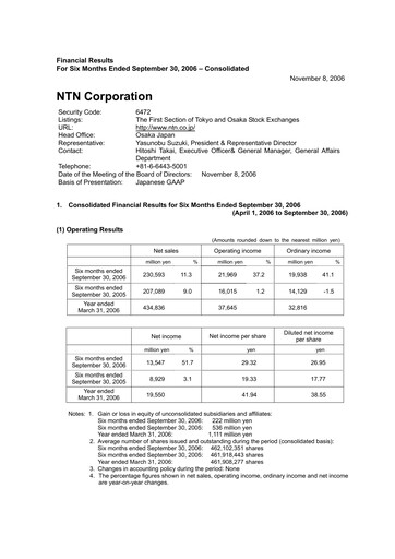 Thumbnail NTN Corporation Half-year Report 2006-h1