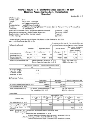 Thumbnail NTN Corporation Half-year Report 2017-h1