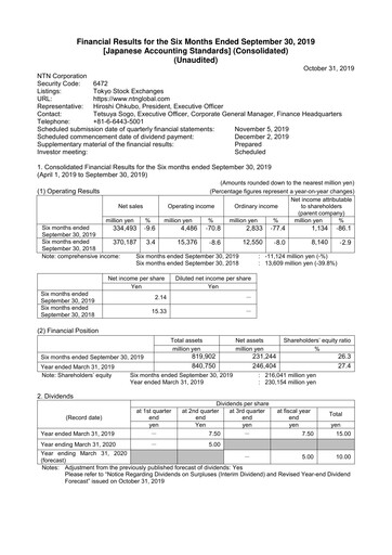 Thumbnail NTN Corporation Half-year Report 2019-h1