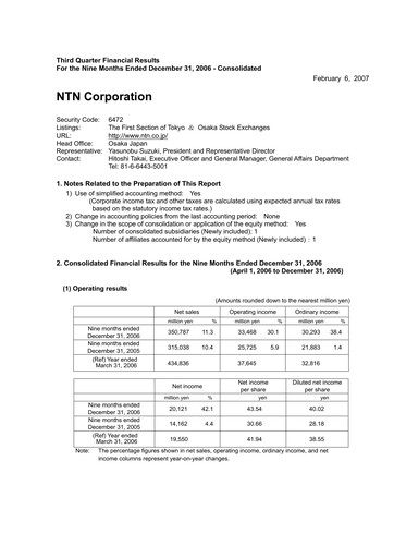 Thumbnail NTN Corporation Quarterly Report 2006-q3