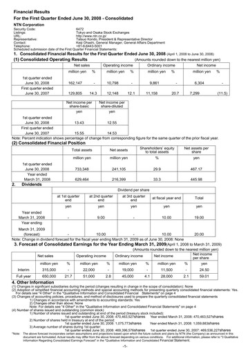 Thumbnail NTN Corporation Quarterly Report 2008-q1