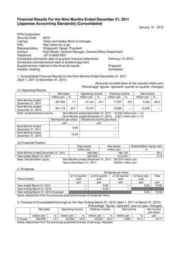 Thumbnail NTN Corporation Quarterly Report 2011-q3