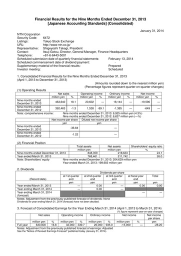 Thumbnail NTN Corporation Quarterly Report 2013-q3
