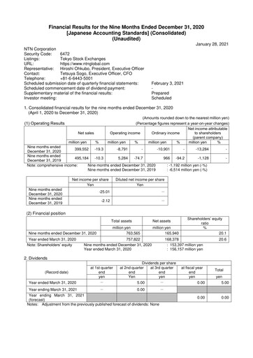 Thumbnail NTN Corporation Quarterly Report 2020-q3