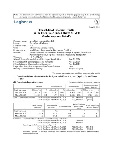 Thumbnail Mitsubishi Logisnext Financial Statement fy2024