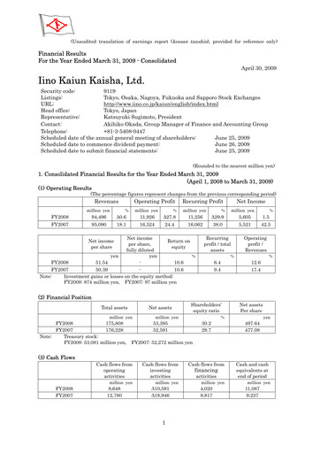 Thumbnail Iino Kaiun Kaisha Financial Statement fy2008