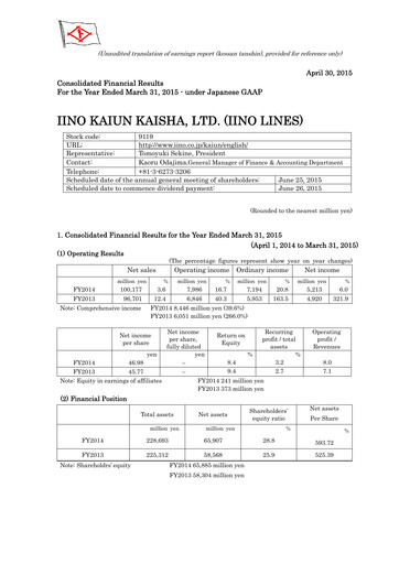 Thumbnail Iino Kaiun Kaisha Financial Statement fy2014