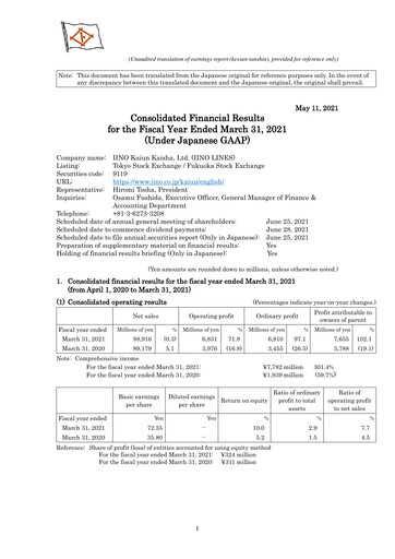 Thumbnail Iino Kaiun Kaisha Financial Statement fy2020